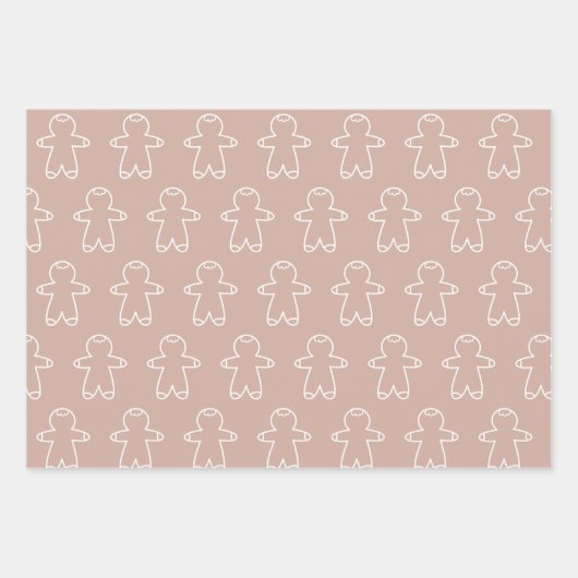 Drei braune Tones Gingerbrett Männer Geschenkpapier Set (Vorderseite)