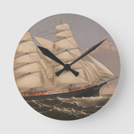 Drei Bruder-Schiff Runde Wanduhr (Vorderseite)