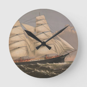 Drei Bruder-Schiff Runde Wanduhr
