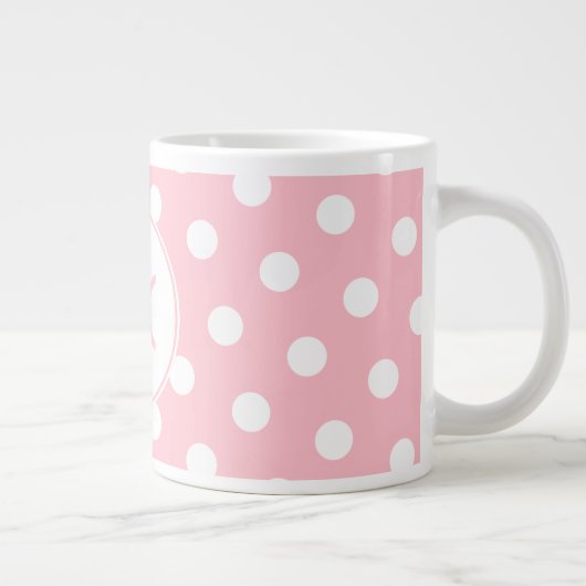 Drei Buchstaben Mit Monogramm, rosa und weiße Polk Jumbo-Tasse (Rechts)