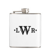 Drei Buchstaben Monogramm Custom EleganBlack & Whi Flachmann (Vorderseite)