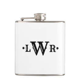 Drei Buchstaben Monogramm Custom EleganBlack & Whi Flachmann