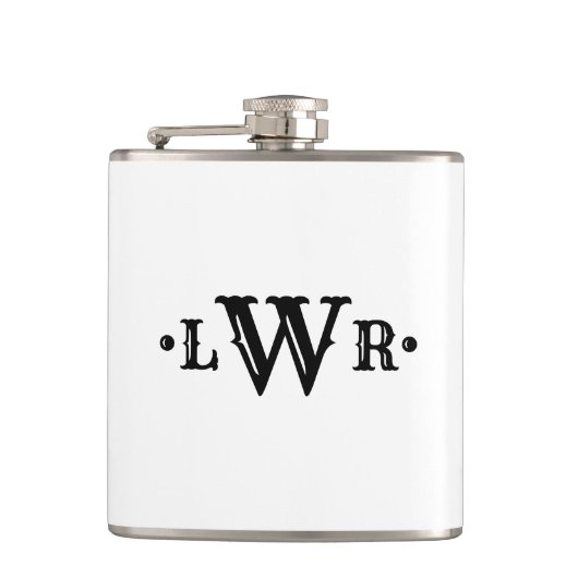 Drei Buchstaben Monogramm Custom EleganBlack & Whi Flachmann (Vorderseite)