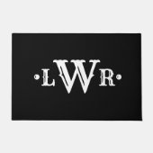 Drei Buchstaben Monogramm Custom EleganBlack & Whi Fußmatte (Vorderseite)
