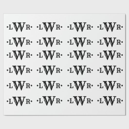 Drei Buchstaben Monogramm Custom EleganBlack & Whi Geschenkpapier (Flach)
