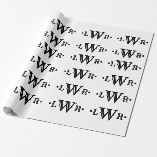 Drei Buchstaben Monogramm Custom EleganBlack & Whi Geschenkpapier (Ungerollt)