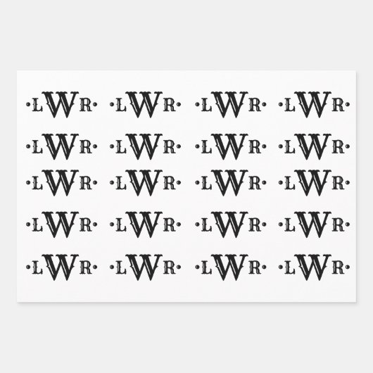 Drei Buchstaben Monogramm Custom EleganBlack & Whi Geschenkpapier Set (Vorderseite 3)