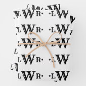 Drei Buchstaben Monogramm Custom EleganBlack & Whi Geschenkpapier Set (Beispiel)