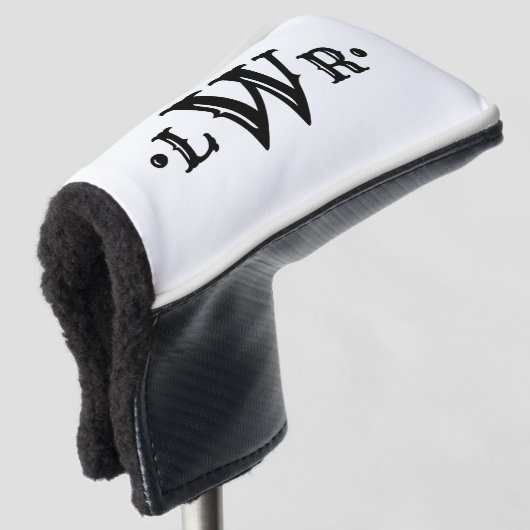 Drei Buchstaben Monogramm Custom EleganBlack & Whi Golf Headcover (3/4 Vorderseite)