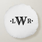 Drei Buchstaben Monogramm Custom EleganBlack & Whi Rundes Kissen (Rückseite)