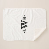 Drei Buchstaben Monogramm Custom EleganBlack & Whi Sherpadecke (Vorderseite (Horizontal))