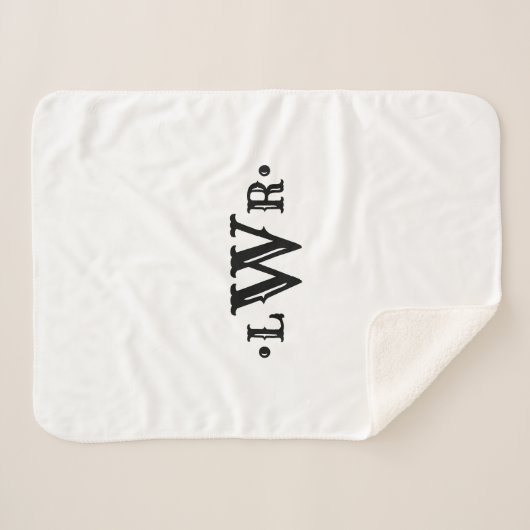 Drei Buchstaben Monogramm Custom EleganBlack & Whi Sherpadecke (Vorderseite (Horizontal))