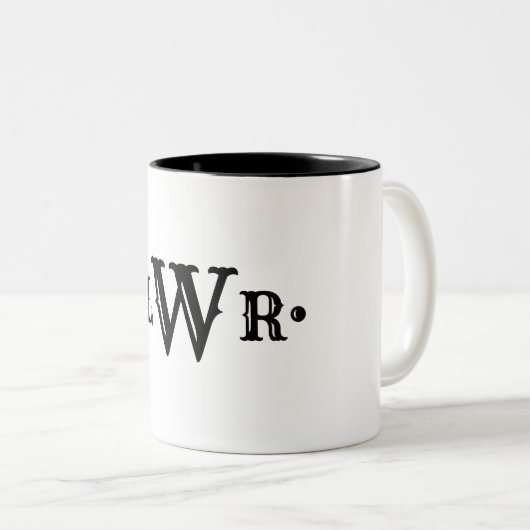Drei Buchstaben Monogramm Custom EleganBlack & Whi Zweifarbige Tasse (VorderseiteRechts)