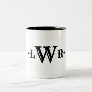 Drei Buchstaben Monogramm Custom EleganBlack & Whi Zweifarbige Tasse