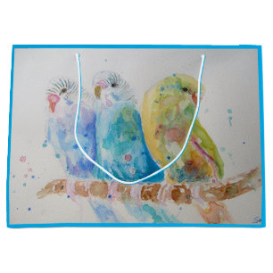 Drei Budgethilfen, die sich auf der Watercolor-bla Große Geschenktüte