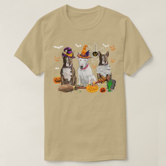 Drei Bull-Terrier-Hunde Hexenimmelsaum T-Shirt (Design vorne)