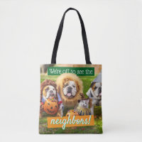 Drei Bulldoggen in Kostümen