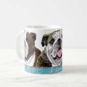Drei Bulldoggen Kaffeetasse (Vorderseite Links)