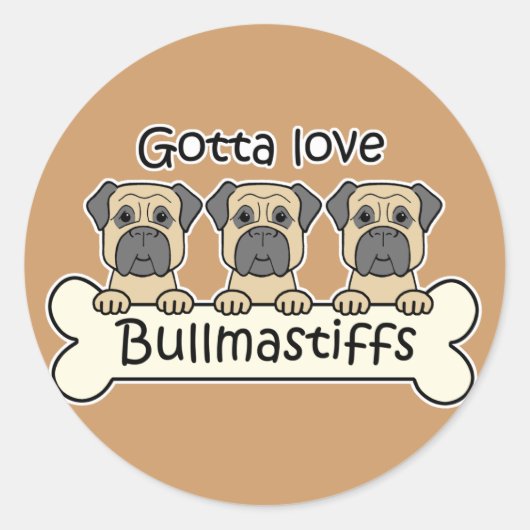 Drei Bullmastiffs Runder Aufkleber (Vorderseite)