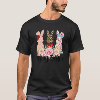 Drei Bunnies Happy Ostertag Kinder Jungen Mädchen T-Shirt