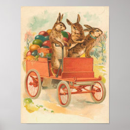 Drei Bunnies mit Eiern Vintag Ostern Poster