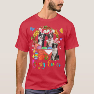 Drei Bunny Border Collie Hunde in Ostereien T-Shirt