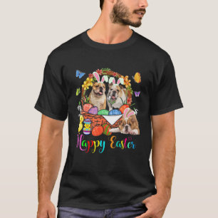 Drei Bunny Bulldog Hunde in Ostereier-Körbe T-Shirt