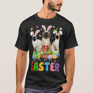 Drei Bunny Siamese Katzen & Oster-Eierkorb Ostern T-Shirt