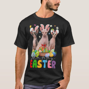 Drei Bunny Sphynx Katzen & Ostereier Korb Ostern T-Shirt
