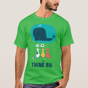 Drei bunte Katzen und ein großer Wal mit denken gr T-Shirt