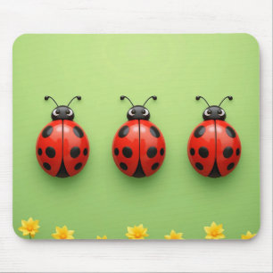 Drei bunte Marienkäfer Mousepad
