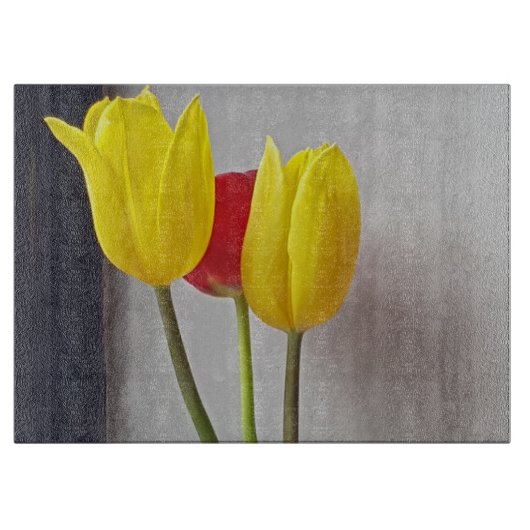 Drei bunte Tulpen Schneidebrett (Vorderseite)