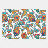 Drei bunte Vintage Paisley-Muster Geschenkpapier Set (Vorderseite 2)
