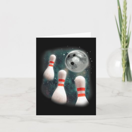 Drei Candlepin Moon 3 Bowling Button Weird Funny B Karte (Vorderseite)