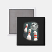 Drei Candlepin Moon 3 Bowling Button Weird Funny B Magnet (Vorderseite/Rückseite)