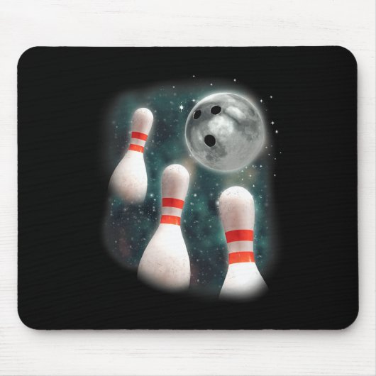 Drei Candlepin Moon 3 Bowling Button Weird Funny B Mousepad (Vorne)
