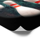 Drei Candlepin Moon 3 Bowling Button Weird Funny B Poster (Ecke)