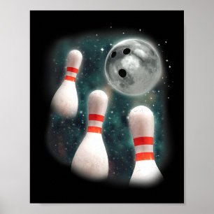 Drei Candlepin Moon 3 Bowling Button Weird Funny B Poster