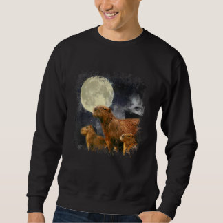 Drei Capybara Mond Capybara Meme Mystisches Capyba Sweatshirt