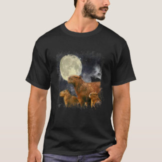 Drei Capybara Mond Capybara Meme Mystisches Capyba T-Shirt