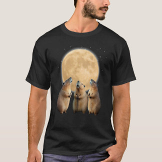 Drei Capybaras auf dem Mond Capybara Howling Tote T-Shirt
