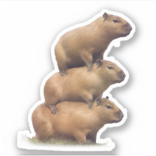 Drei Capybaras Funny Capybara Spaß Aufkleber (Vorderseite)