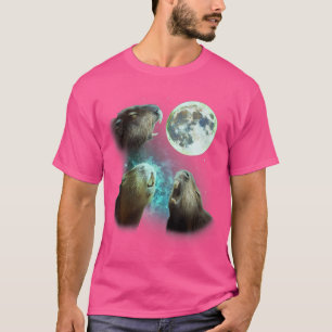 Drei Capybaras Howl auf dem Mond 3 Wolfs-Parodie T-Shirt
