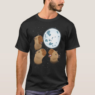 Drei Capybaras Moon 3 Capybara Howling am Moo T-Shirt