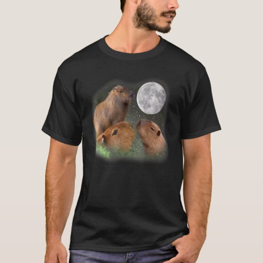 Drei Capybaras und Moon Capybara Spaß Parody T-Shirt (Vorderseite)