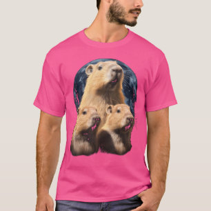 Drei Capybaras und Moon Funny Capybara Spaß Cape T-Shirt