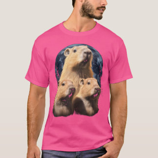 Drei Capybaras und Moon Funny Capybara Spaß Cape T-Shirt