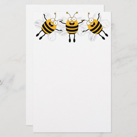 Drei Cartoon-Biene Briefpapier (Vorne/Hinten)
