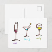 Drei Cartoon-Drinks Stooges Postkarte (Vorne/Hinten)