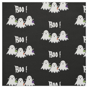 Drei Cartoon Little Ghost Black Fabric Stoff